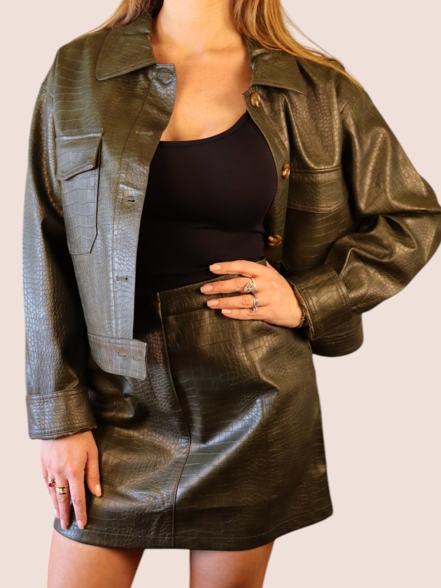 Crocodile Effect Mini Skirt
