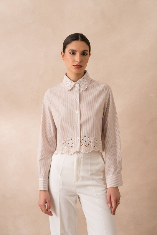 Camicia a Righe con Ricami