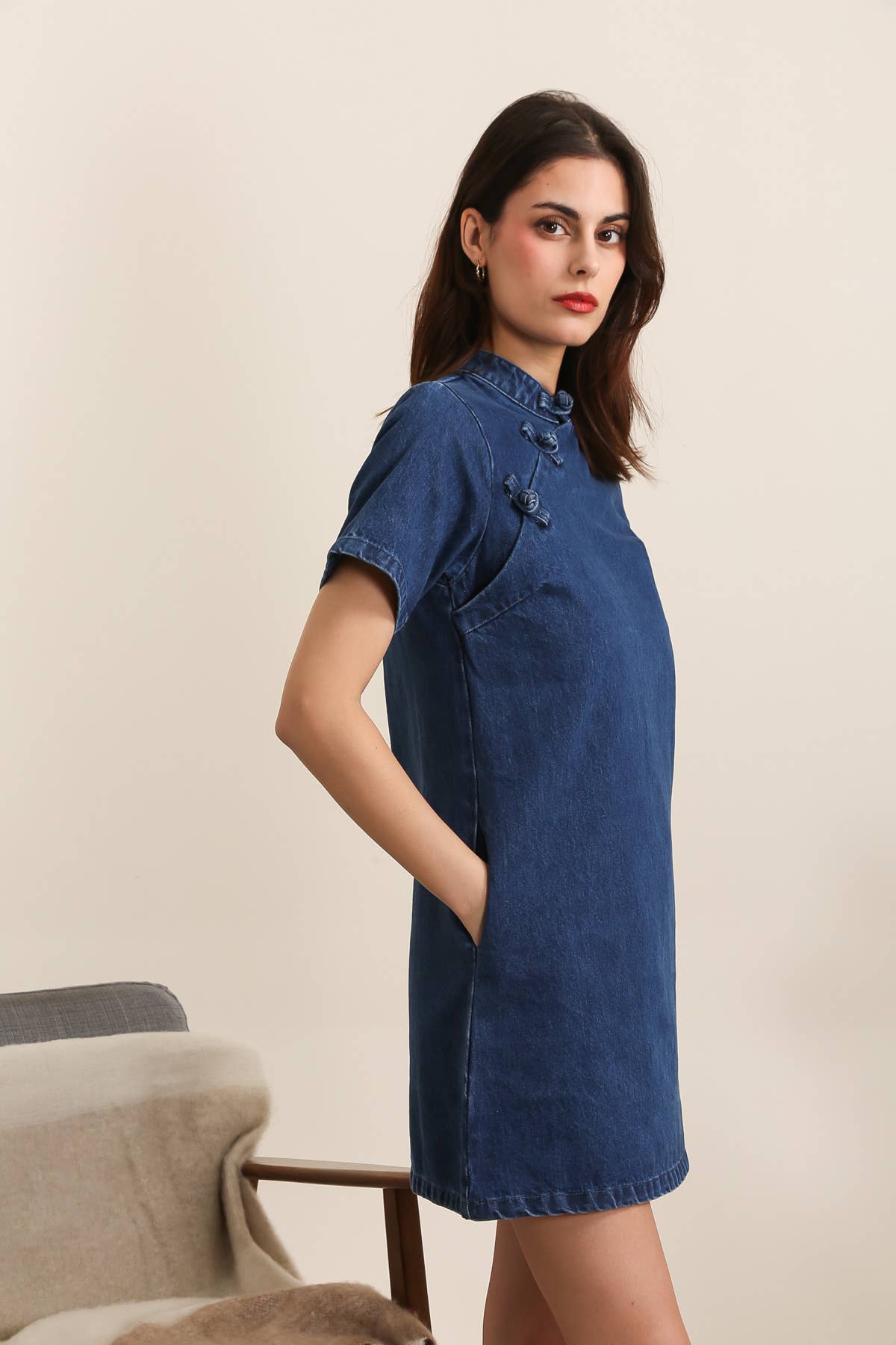 Abito in Denim Stile Cinese