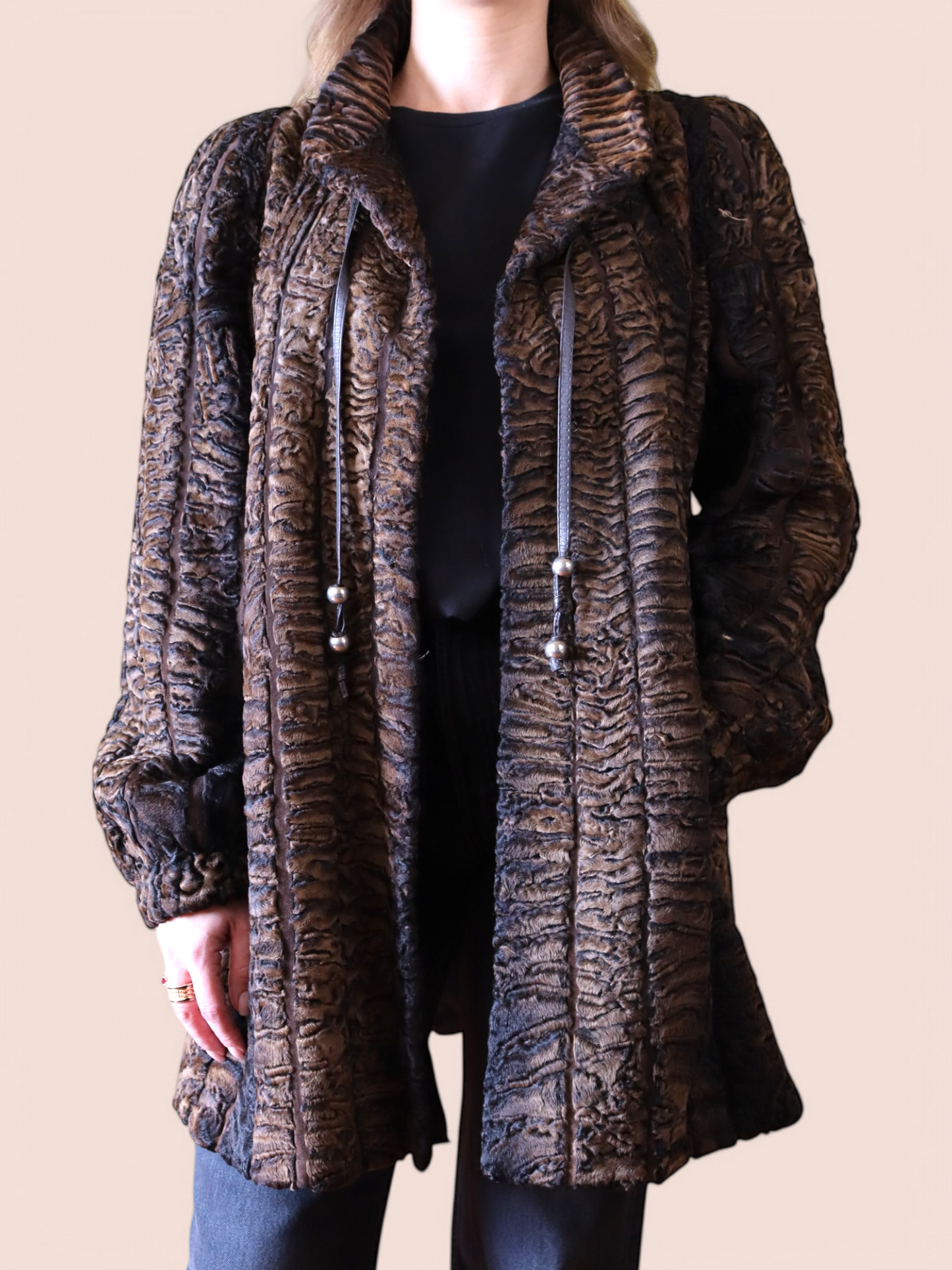 Cappotto in Astrakan Marrone | Vintage