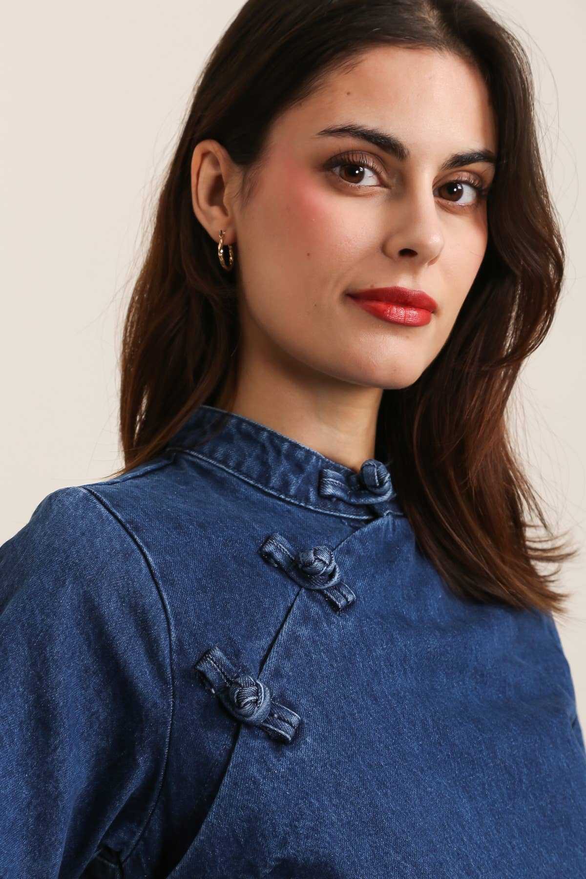 Abito in Denim Stile Cinese